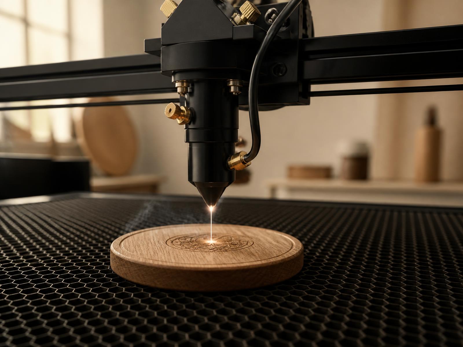 Laser engraving detail on a timber component